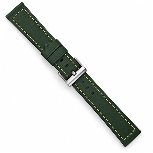 Green Vintage leather watchstrap - 24 mm